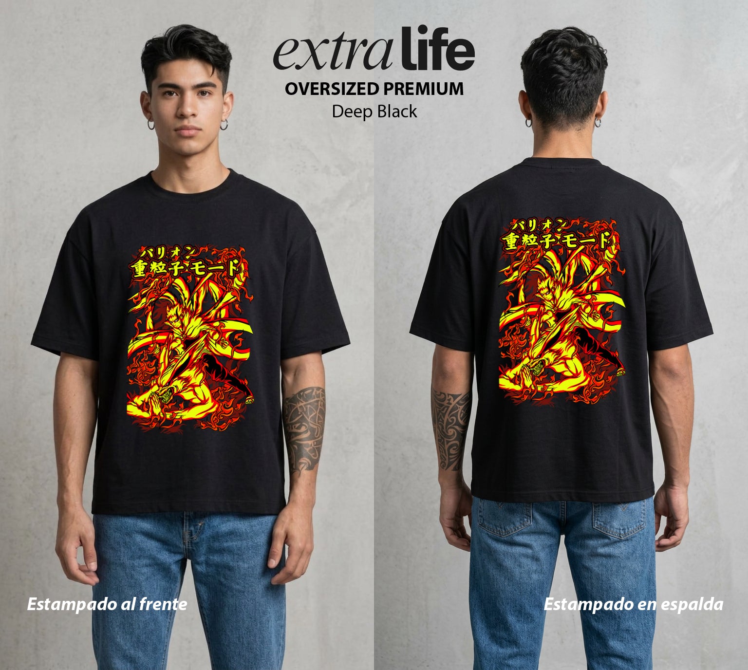 La Aldea Oculta | El Hokage del Futuro #02942 - Playera Oversized Premium | Deep Black - Foto en modelo