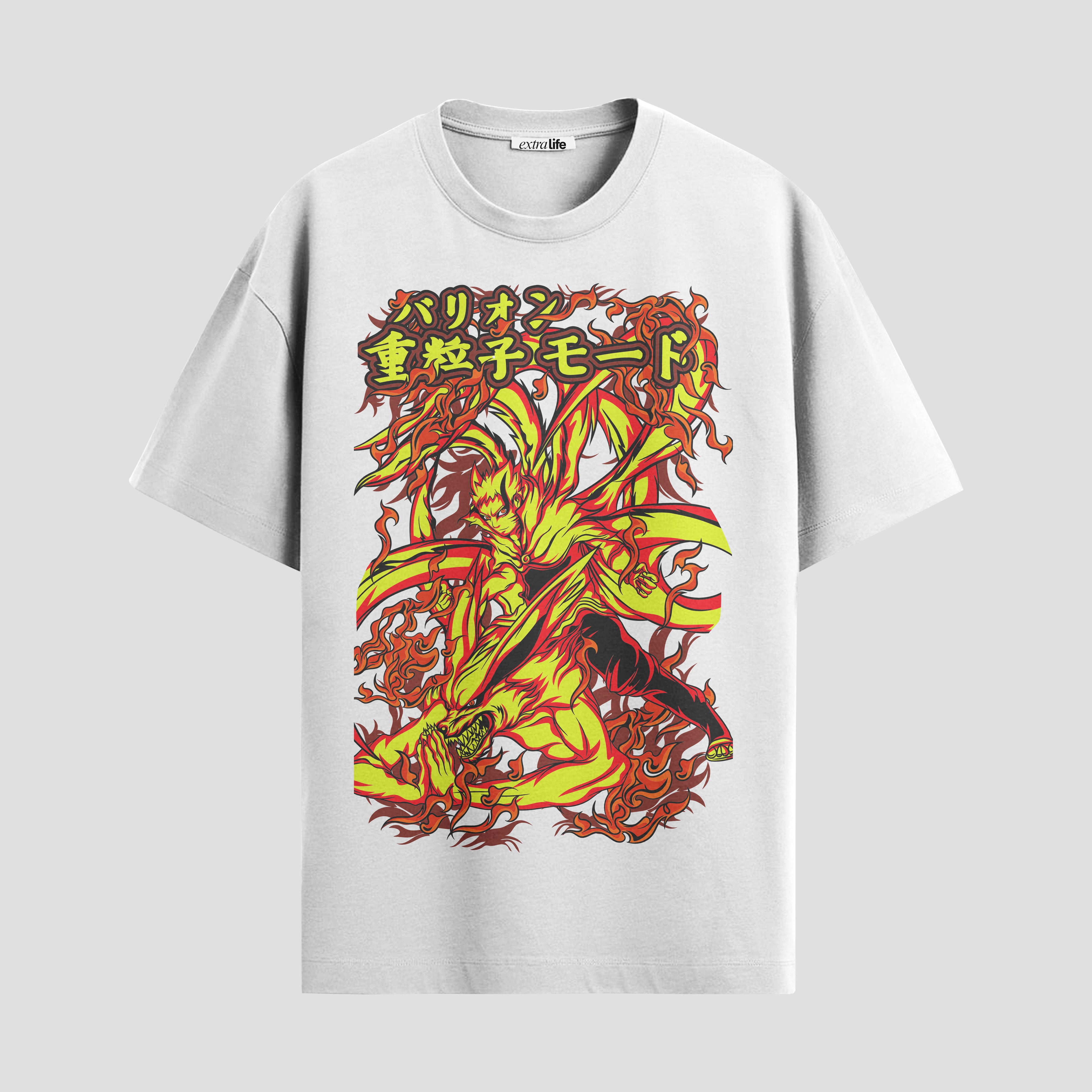 Playera urbana de anime y gaming ExtraLife MX, corte Standard Fit unisex ligero y transpirable en color Deep Black y Pure White, ropa de uso diario para gym y casual.