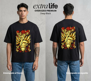 La Aldea Oculta | Dattebayo del Viento #02943 - Playera Oversized Premium | Deep Black - Foto en modelo