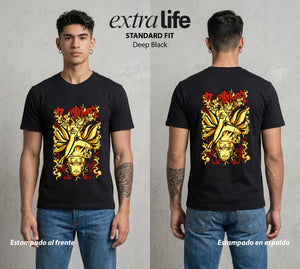 La Aldea Oculta | Dattebayo del Viento #02943 - Playera Standard Fit | Deep Black - Foto en modelo