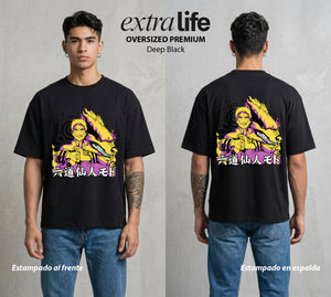 La Aldea Oculta | El Niño del Amor #02944 - Playera Oversized Premium | Deep Black - Foto en modelo