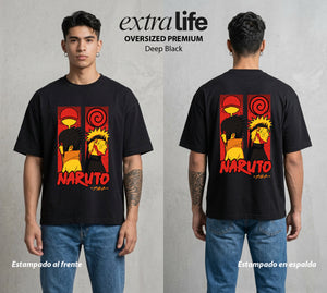 La Aldea Oculta | El Hokage del Futuro #02947 - Playera Oversized Premium | Deep Black - Foto en modelo