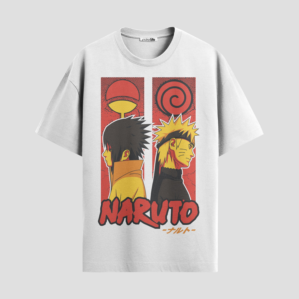Playera urbana de anime y gaming ExtraLife MX, corte Classic Premium unisex ligero y transpirable en color Deep Black y Pure White, ropa de uso diario para gym y casual.