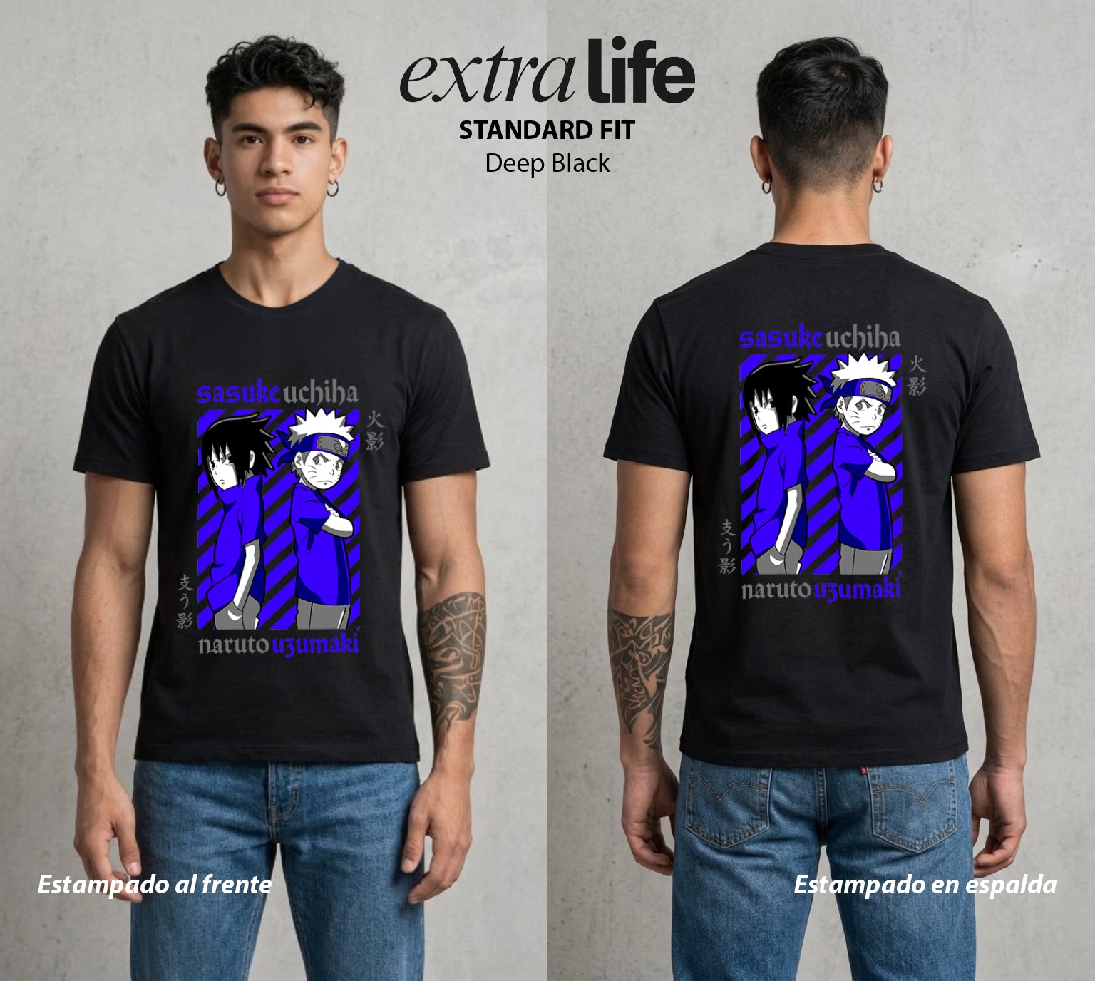 La Aldea Oculta | Dattebayo del Viento #02948 - Playera Standard Fit | Deep Black - Foto en modelo