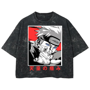 Playera streetwear premium de anime y gaming ExtraLife MX, corte boxy deluxe mineral wash heavyweight en color Acid Wash, moda urbana mexicana de culto.