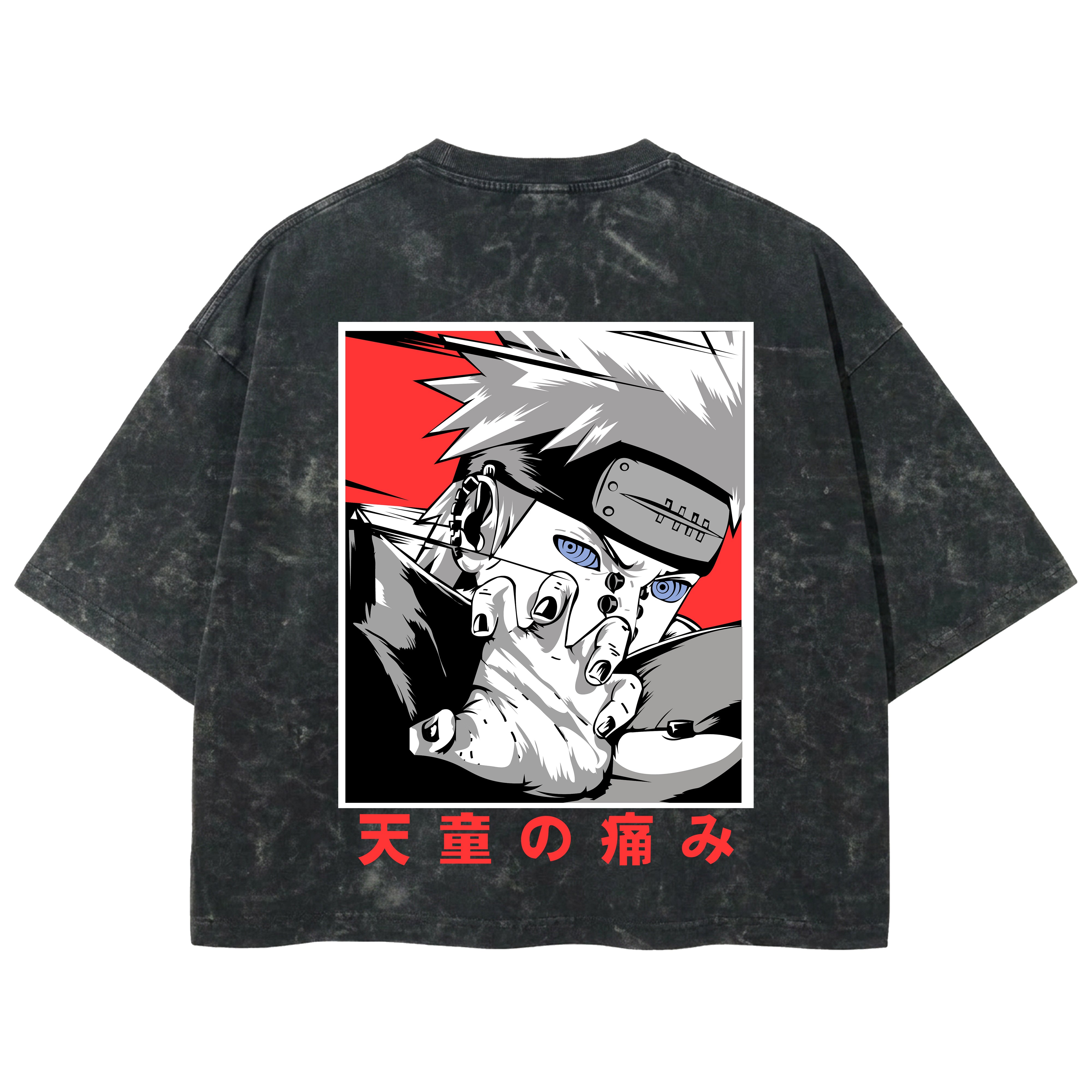 Playera streetwear premium de anime y gaming ExtraLife MX, corte boxy deluxe mineral wash heavyweight en color Acid Wash, moda urbana mexicana de culto.