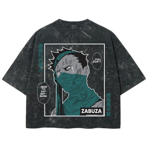 Playera streetwear premium de anime y gaming ExtraLife MX, corte boxy deluxe mineral wash heavyweight en color Acid Wash, moda urbana mexicana de culto.