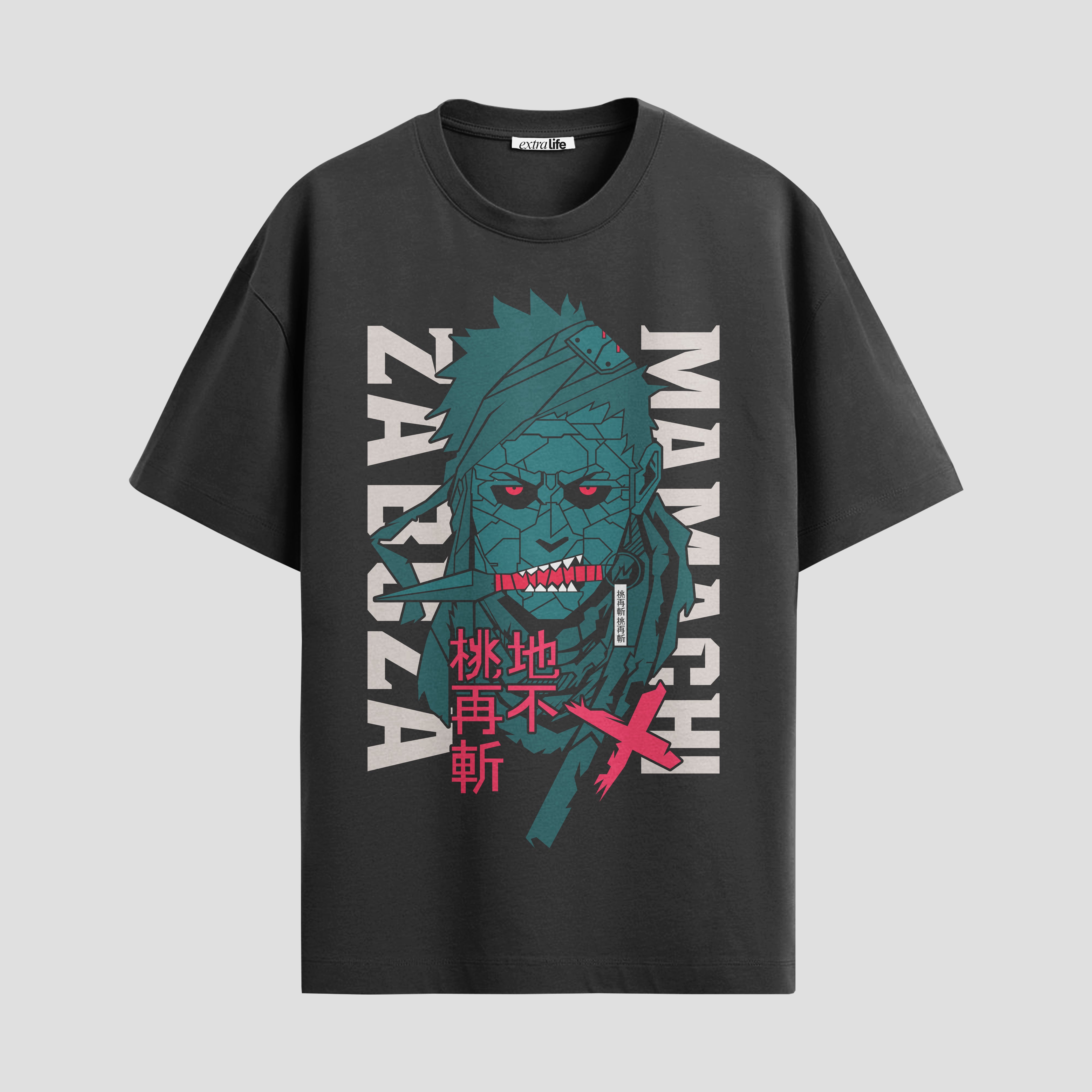 Playera urbana de anime y gaming ExtraLife MX, corte Standard Fit unisex ligero y transpirable en color Deep Black y Pure White, ropa de uso diario para gym y casual.