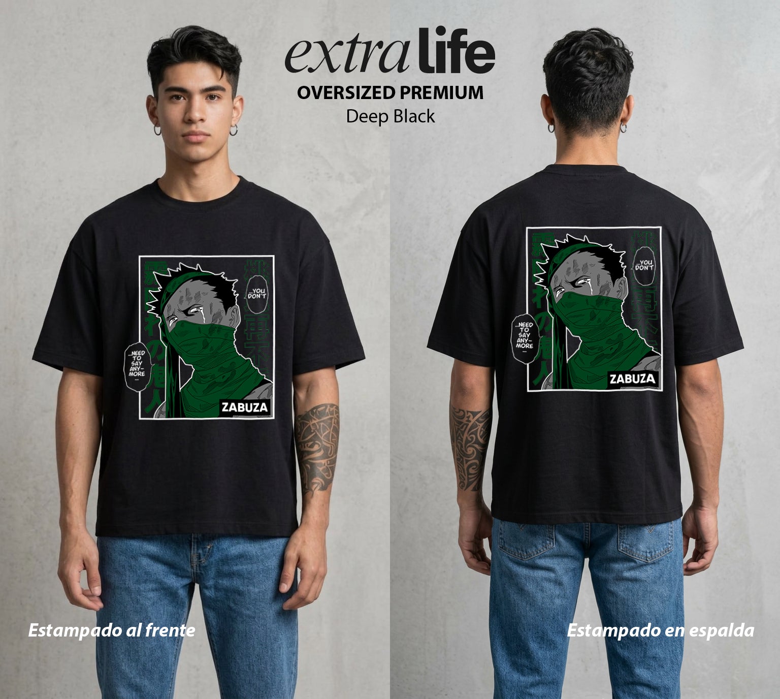 La Aldea Oculta | El Hokage del Futuro #02953 - Playera Oversized Premium | Deep Black - Foto en modelo