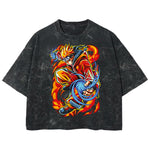 Playera streetwear premium de anime y gaming ExtraLife MX, corte boxy deluxe mineral wash heavyweight en color Acid Wash, moda urbana mexicana de culto.