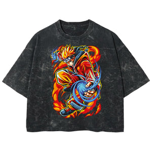 Playera streetwear premium de anime y gaming ExtraLife MX, corte boxy deluxe mineral wash heavyweight en color Acid Wash, moda urbana mexicana de culto.