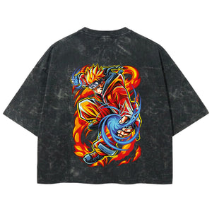 Playera streetwear premium de anime y gaming ExtraLife MX, corte boxy deluxe mineral wash heavyweight en color Acid Wash, moda urbana mexicana de culto.