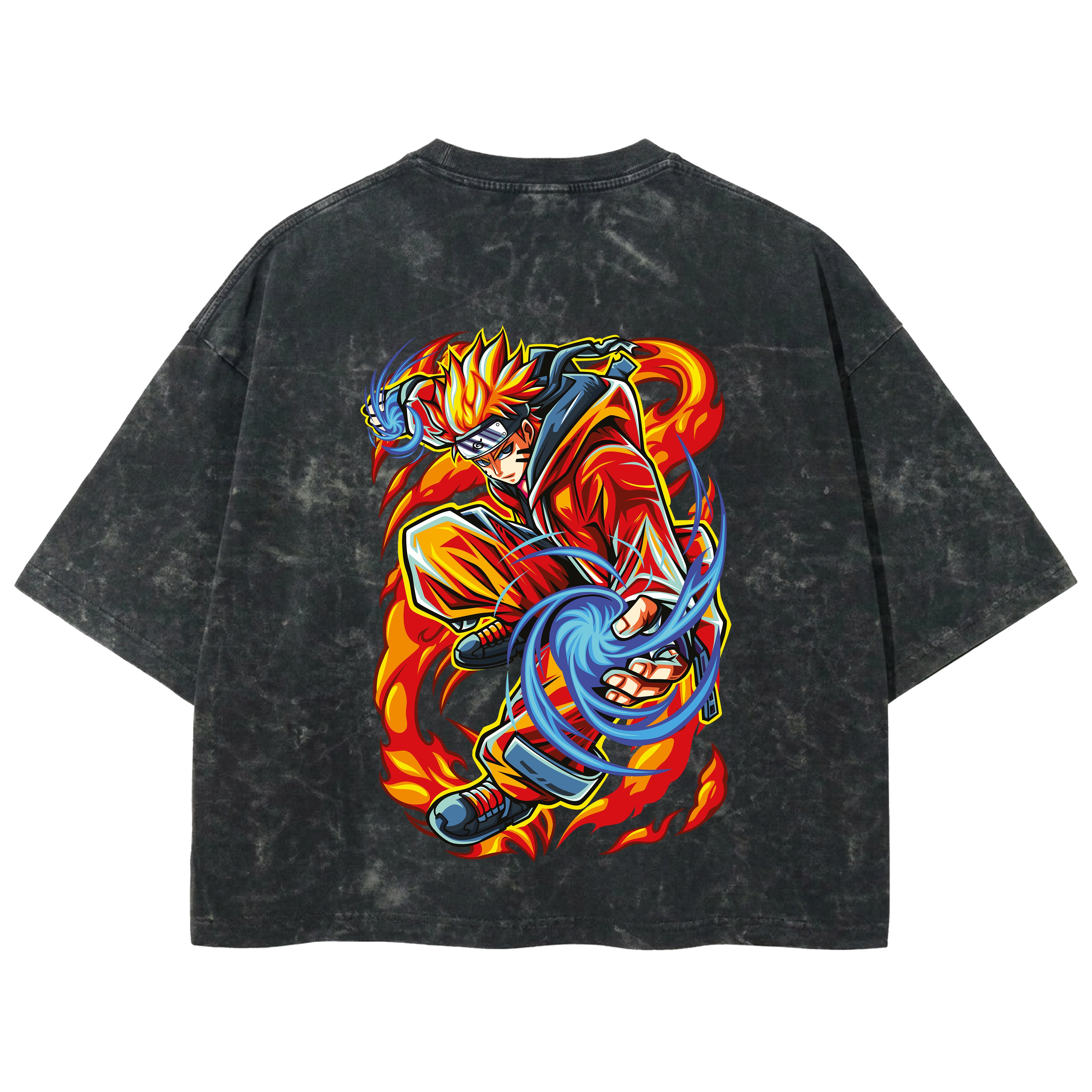 Playera streetwear premium de anime y gaming ExtraLife MX, corte boxy deluxe mineral wash heavyweight en color Acid Wash, moda urbana mexicana de culto.