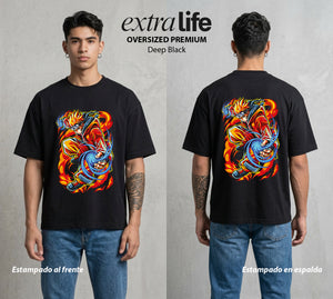 La Aldea Oculta | El Hokage del Futuro #02954 - Playera Oversized Premium | Deep Black - Foto en modelo