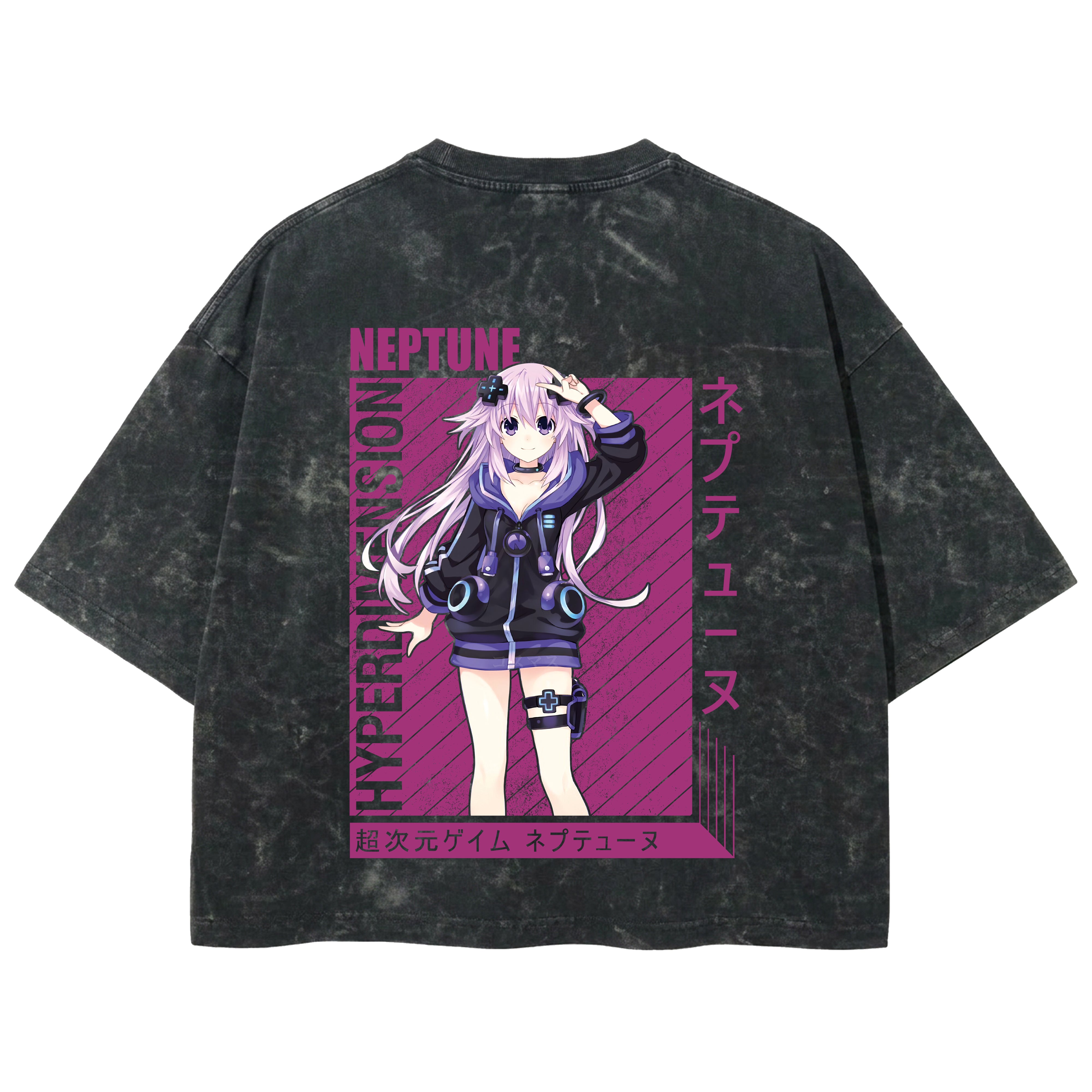 Playera streetwear premium de anime y gaming ExtraLife MX, corte boxy deluxe mineral wash heavyweight en color Acid Wash, moda urbana mexicana de culto.
