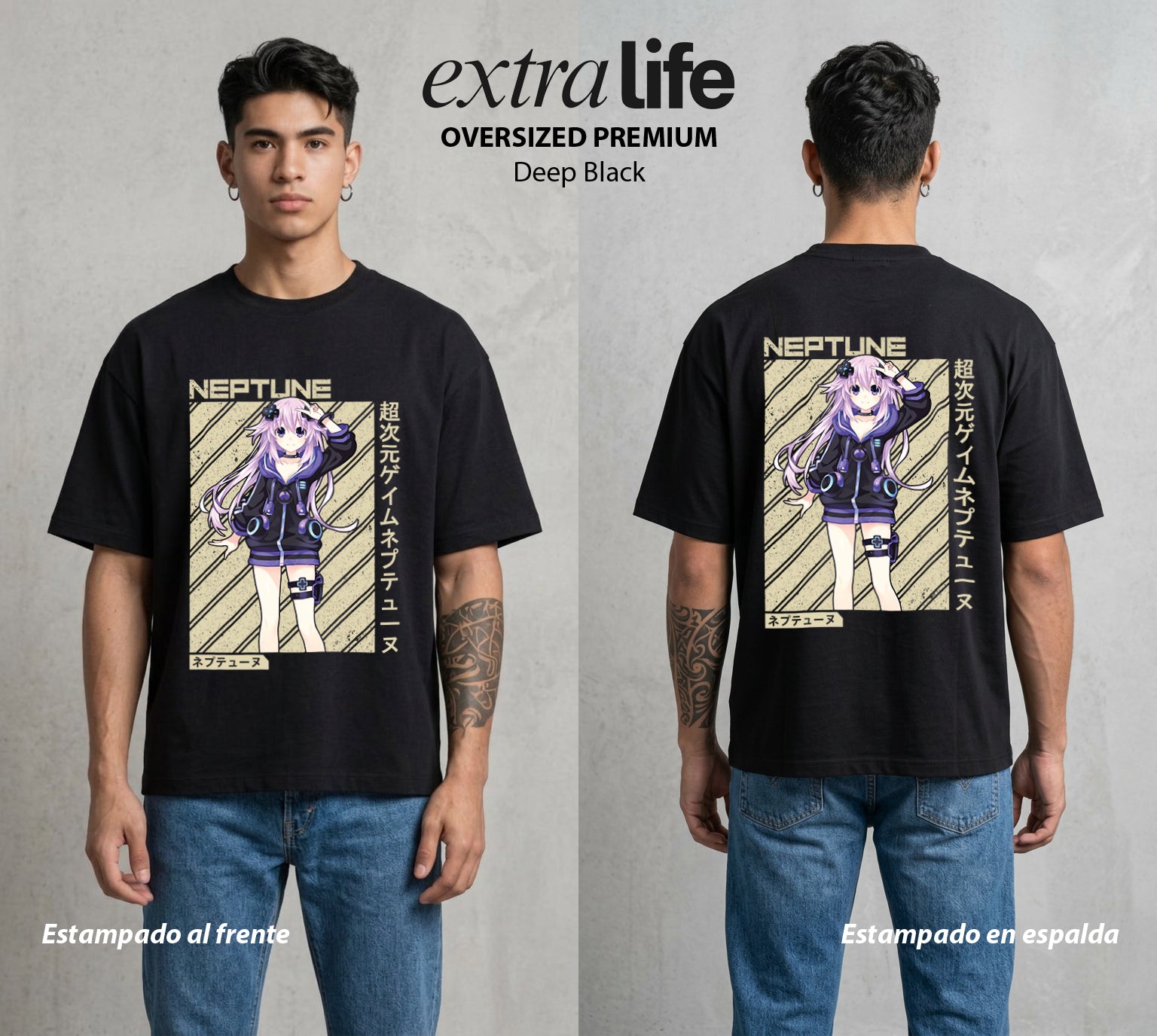 La Diosa del Videojuego | La CPU del Bien #02959 - Playera Oversized Premium | Deep Black - Foto en modelo