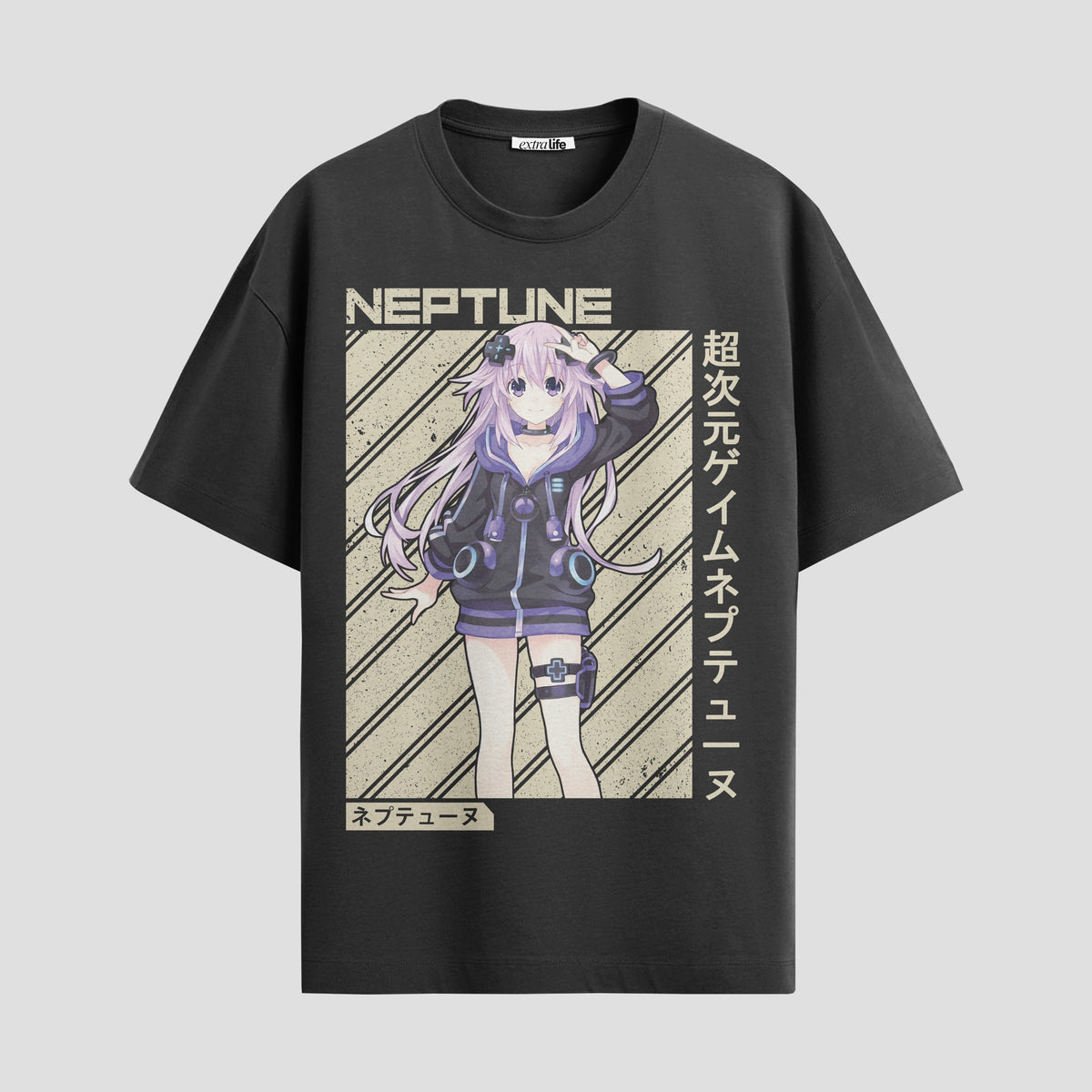 Playera urbana de anime y gaming ExtraLife MX, corte Classic Premium unisex ligero y transpirable en color Deep Black y Pure White, ropa de uso diario para gym y casual.