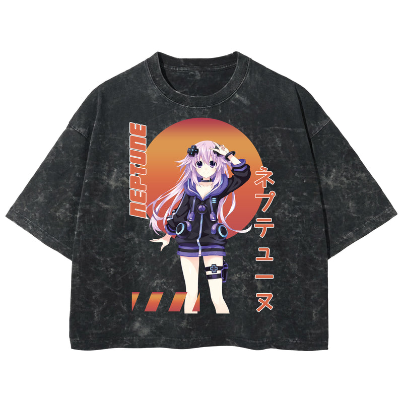 Playera streetwear premium de anime y gaming ExtraLife MX, corte boxy deluxe mineral wash heavyweight en color Acid Wash, moda urbana mexicana de culto.