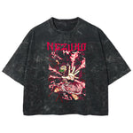 Playera streetwear premium de anime y gaming ExtraLife MX, corte boxy deluxe mineral wash heavyweight en color Acid Wash, moda urbana mexicana de culto.