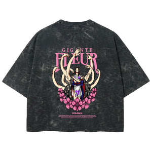 Playera streetwear premium de anime y gaming ExtraLife MX, corte boxy deluxe mineral wash heavyweight en color Acid Wash, moda urbana mexicana de culto.