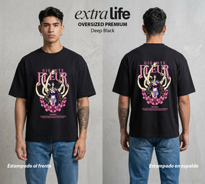 Mar de los Piratas | La Historiadora #02963 - Playera Oversized Premium | Deep Black - Foto en modelo