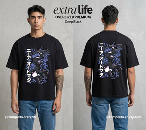 El Mundo Post-Apocaliptico | El Androide del Cosmos #02965 - Playera Oversized Premium | Deep Black - Foto en modelo