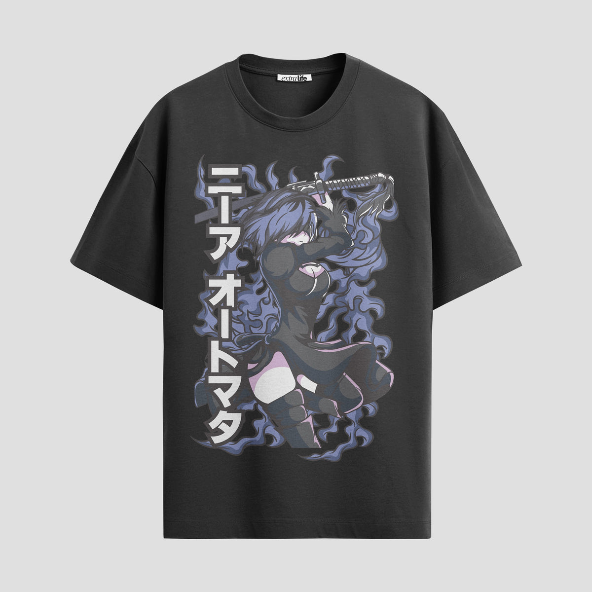 Playera urbana de anime y gaming ExtraLife MX, corte Classic Premium unisex ligero y transpirable en color Deep Black y Pure White, ropa de uso diario para gym y casual.
