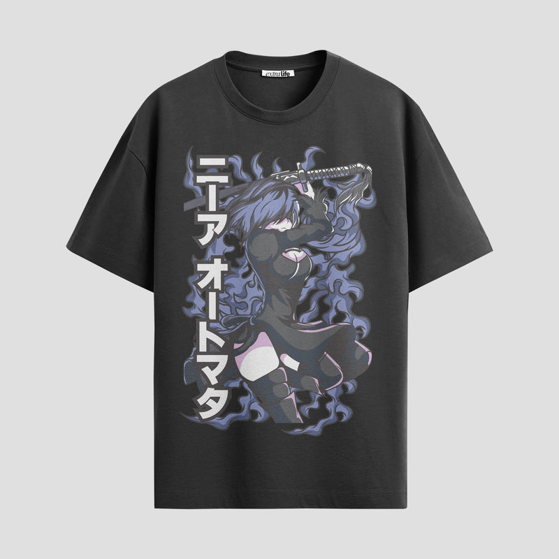 Playera urbana de anime y gaming ExtraLife MX, corte Standard Fit unisex ligero y transpirable en color Deep Black y Pure White, ropa de uso diario para gym y casual.