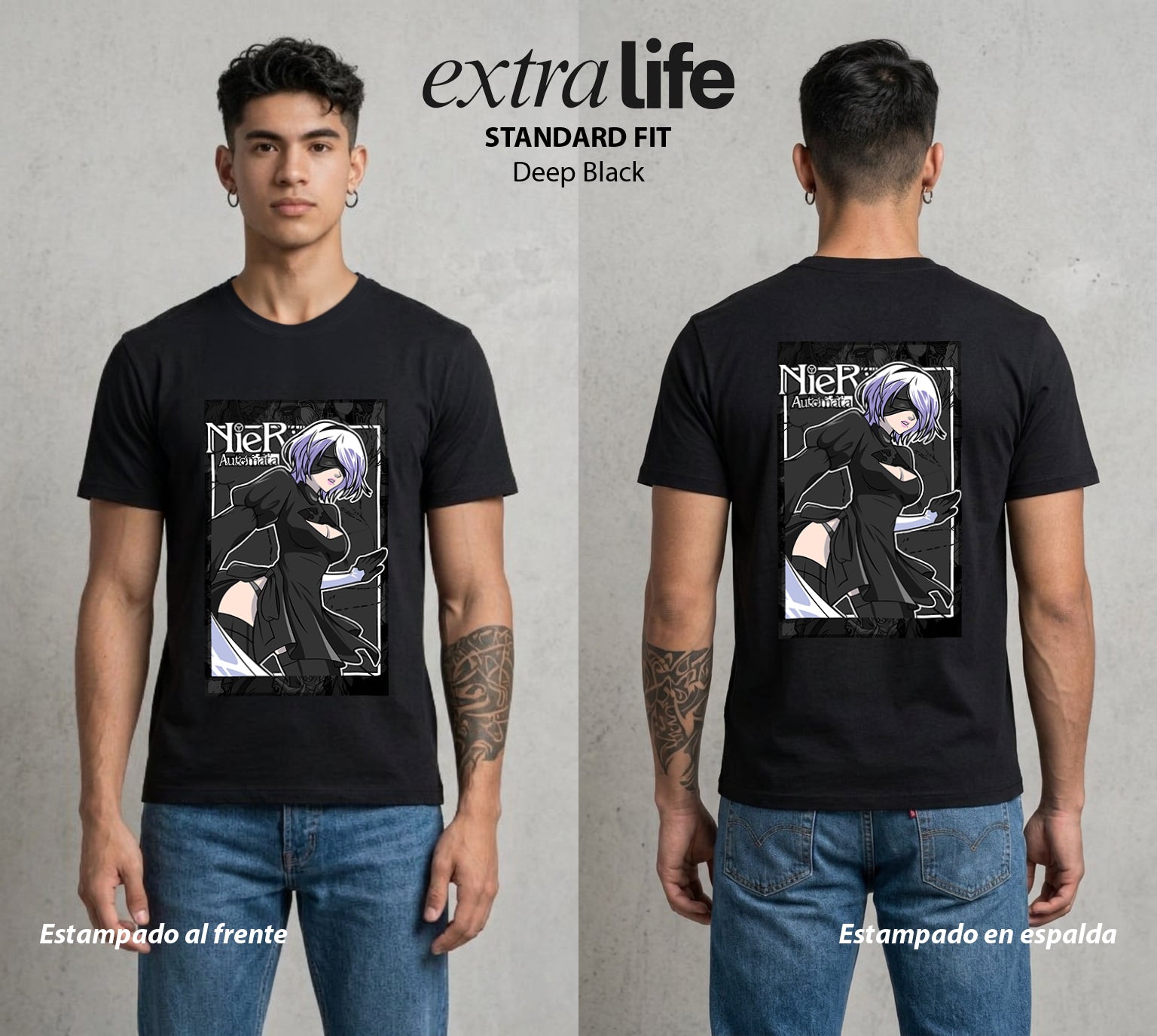 El Mundo Post-Apocaliptico | La Androide del Fin #02966 - Playera Standard Fit | Deep Black - Foto en modelo