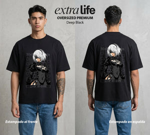 El Mundo Post-Apocaliptico | El Androide del Cosmos #02967 - Playera Oversized Premium | Deep Black - Foto en modelo