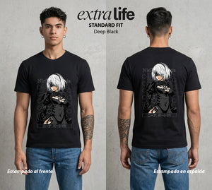 El Mundo Post-Apocaliptico | El Androide del Cosmos #02967 - Playera Standard Fit | Deep Black - Foto en modelo