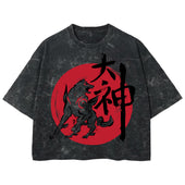Playera streetwear premium de anime y gaming ExtraLife MX, corte boxy deluxe mineral wash heavyweight en color Acid Wash, moda urbana mexicana de culto.