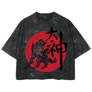 Playera streetwear premium de anime y gaming ExtraLife MX, corte boxy deluxe mineral wash heavyweight en color Acid Wash, moda urbana mexicana de culto.