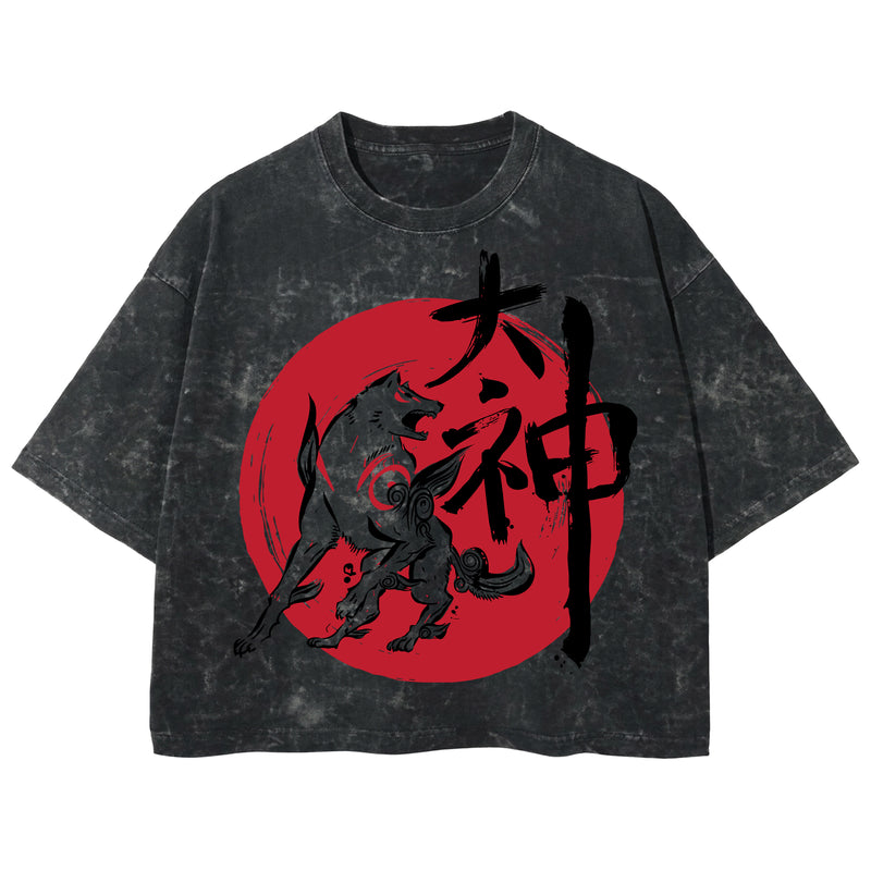 Playera streetwear premium de anime y gaming ExtraLife MX, corte boxy deluxe mineral wash heavyweight en color Acid Wash, moda urbana mexicana de culto.