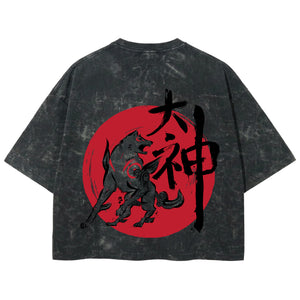 Playera streetwear premium de anime y gaming ExtraLife MX, corte boxy deluxe mineral wash heavyweight en color Acid Wash, moda urbana mexicana de culto.