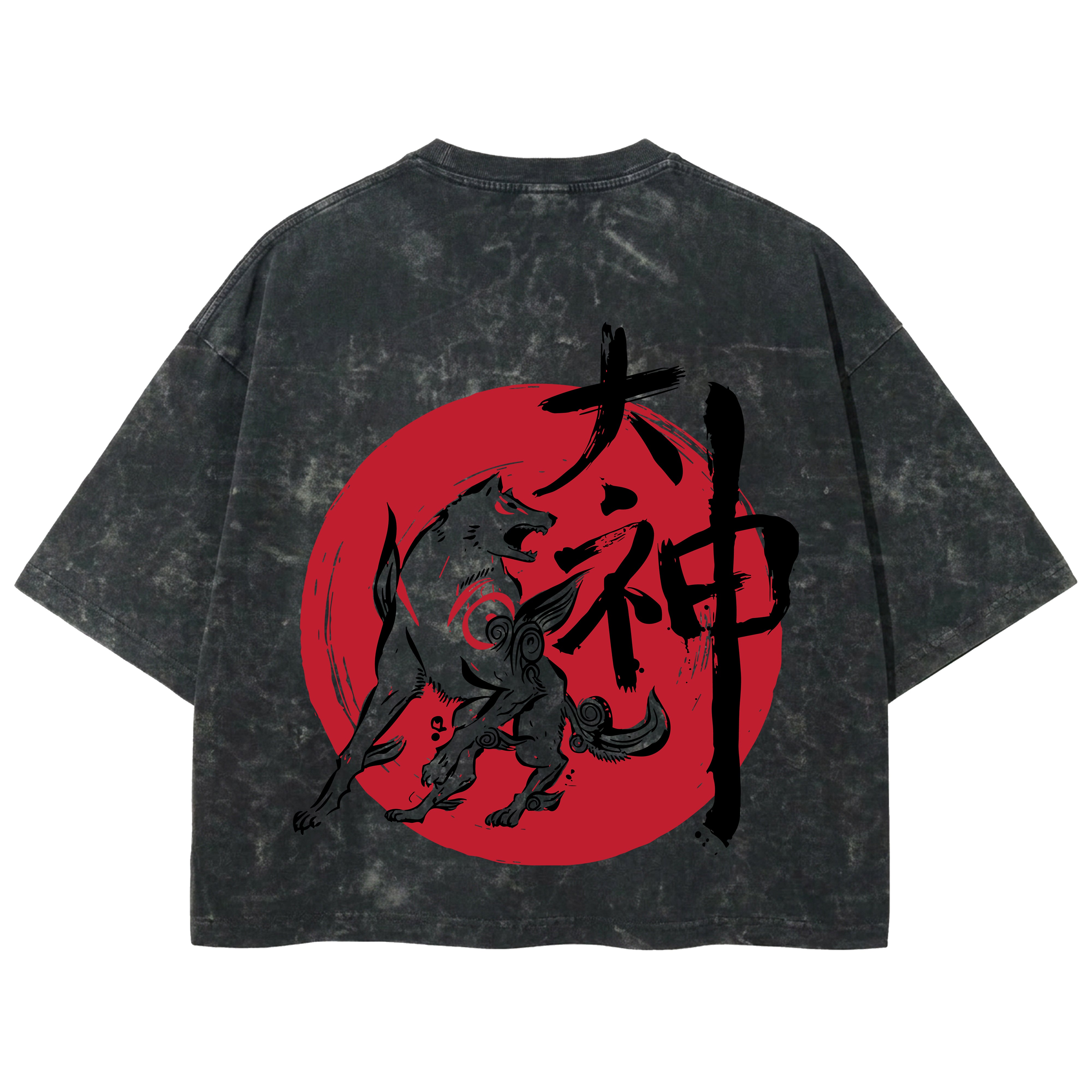 Playera streetwear premium de anime y gaming ExtraLife MX, corte boxy deluxe mineral wash heavyweight en color Acid Wash, moda urbana mexicana de culto.
