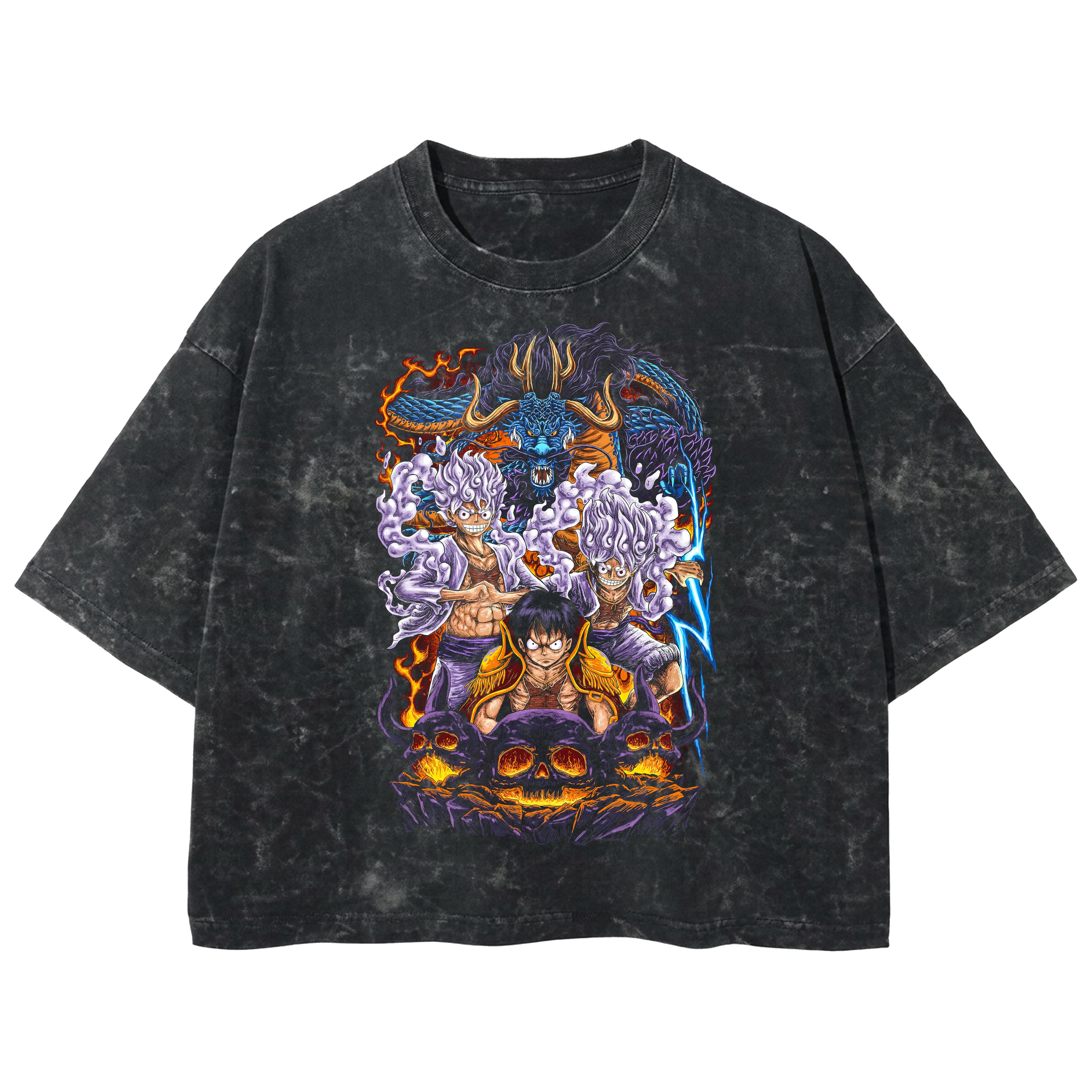 Playera streetwear premium de anime y gaming ExtraLife MX, corte boxy deluxe mineral wash heavyweight en color Acid Wash, moda urbana mexicana de culto.