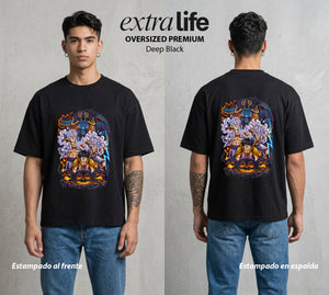 Mar de los Piratas | El Gran Tesoro #02976 - Playera Oversized Premium | Deep Black - Foto en modelo
