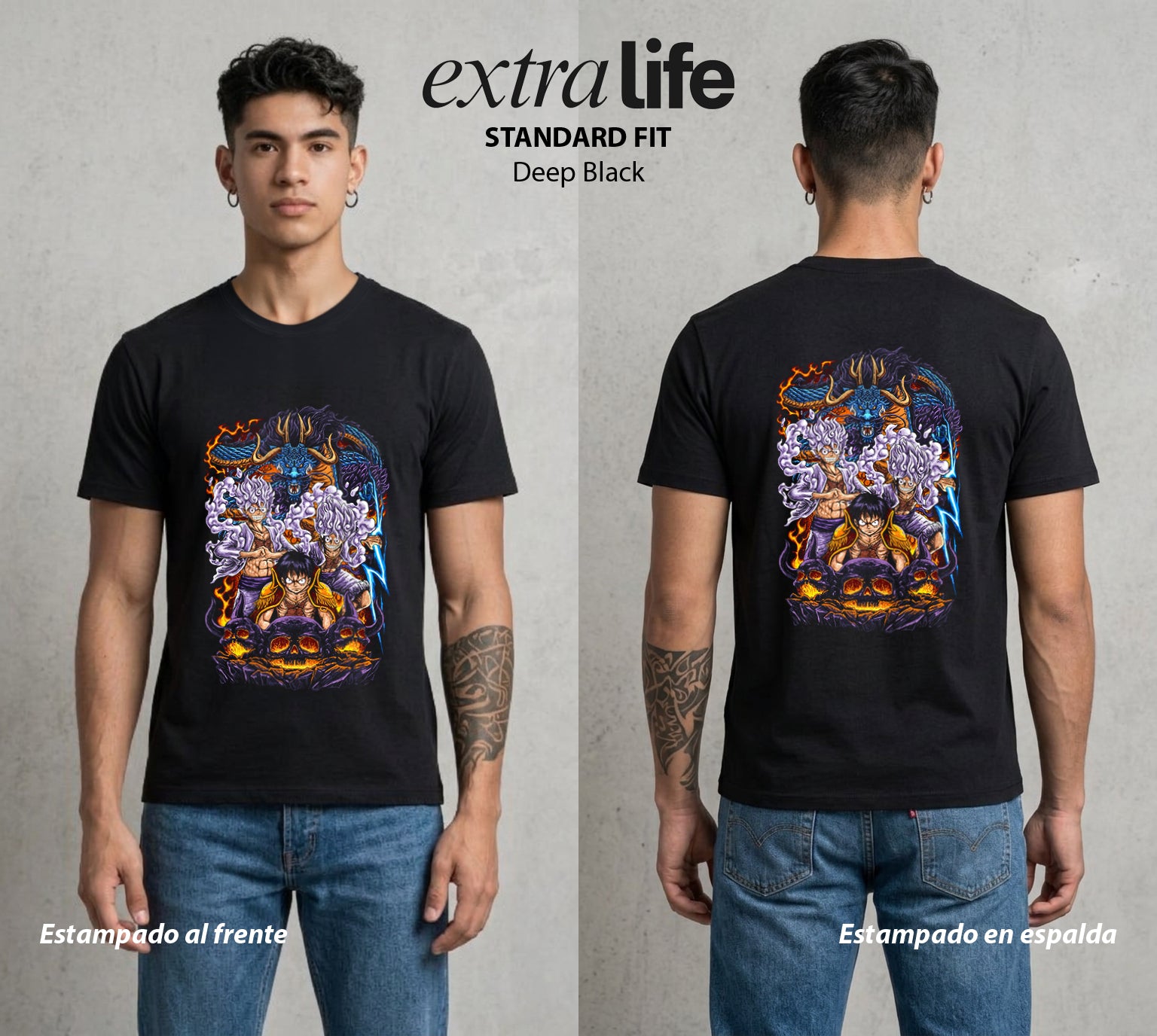 Mar de los Piratas | El Gran Tesoro #02976 - Playera Standard Fit | Deep Black - Foto en modelo