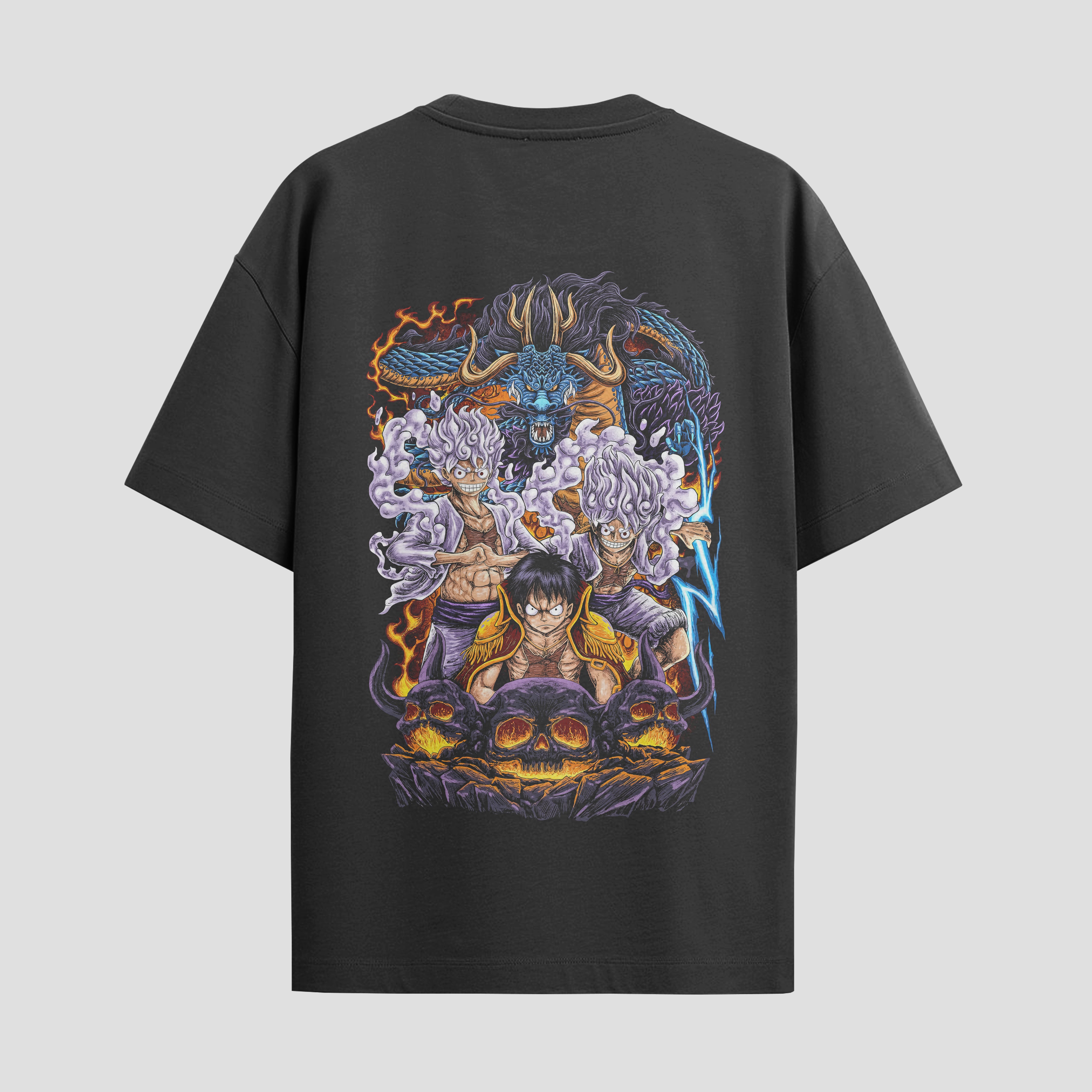 Playera urbana de anime y gaming ExtraLife MX, corte Standard Fit unisex ligero y transpirable en color Deep Black y Pure White, ropa de uso diario para gym y casual.