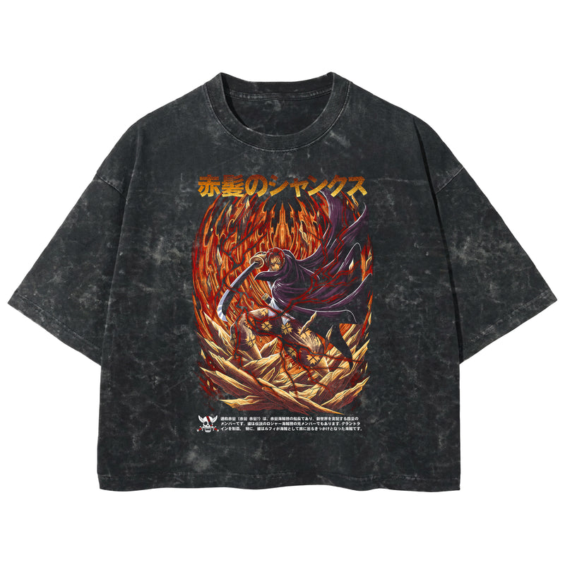 Playera streetwear premium de anime y gaming ExtraLife MX, corte boxy deluxe mineral wash heavyweight en color Acid Wash, moda urbana mexicana de culto.