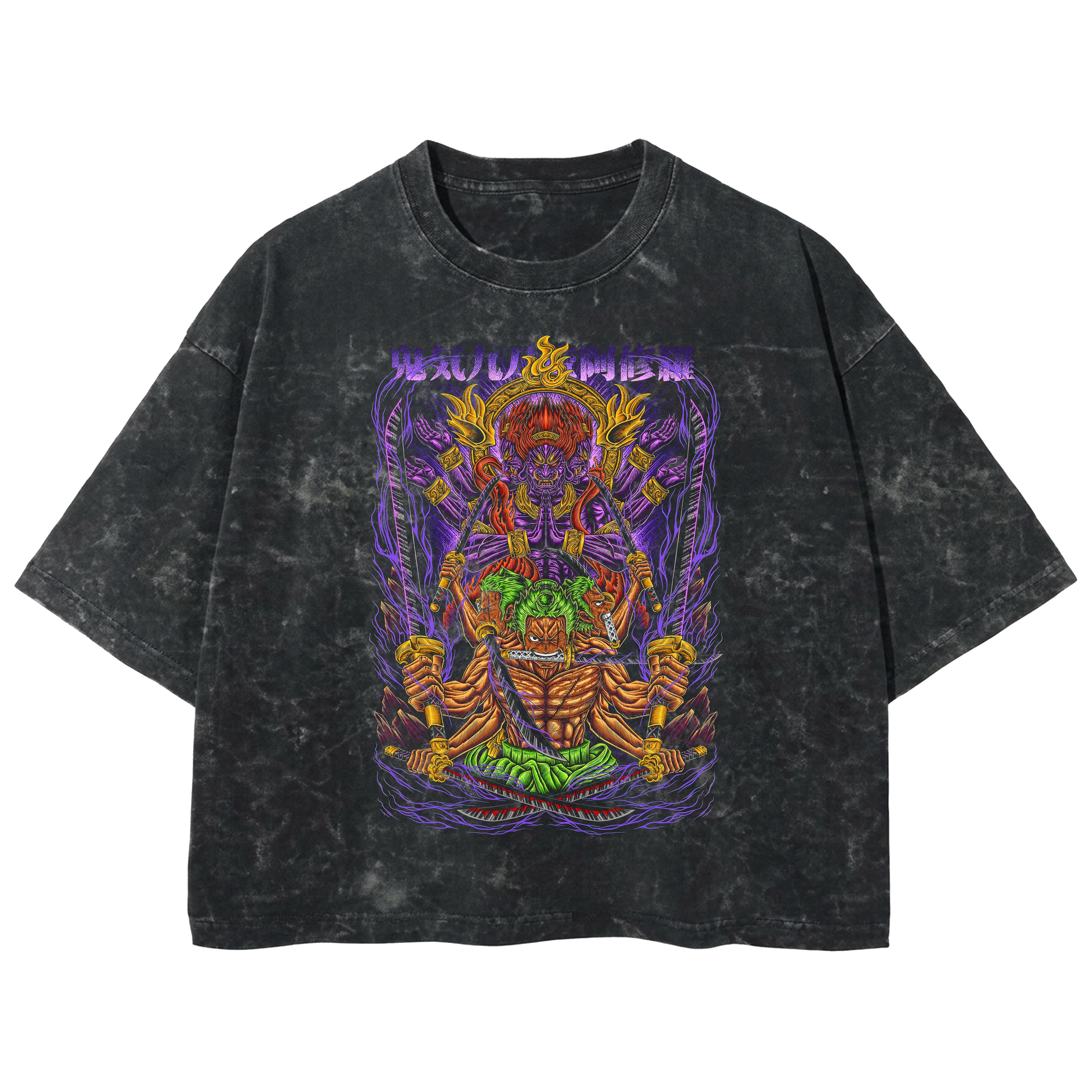 Playera streetwear premium de anime y gaming ExtraLife MX, corte boxy deluxe mineral wash heavyweight en color Acid Wash, moda urbana mexicana de culto.