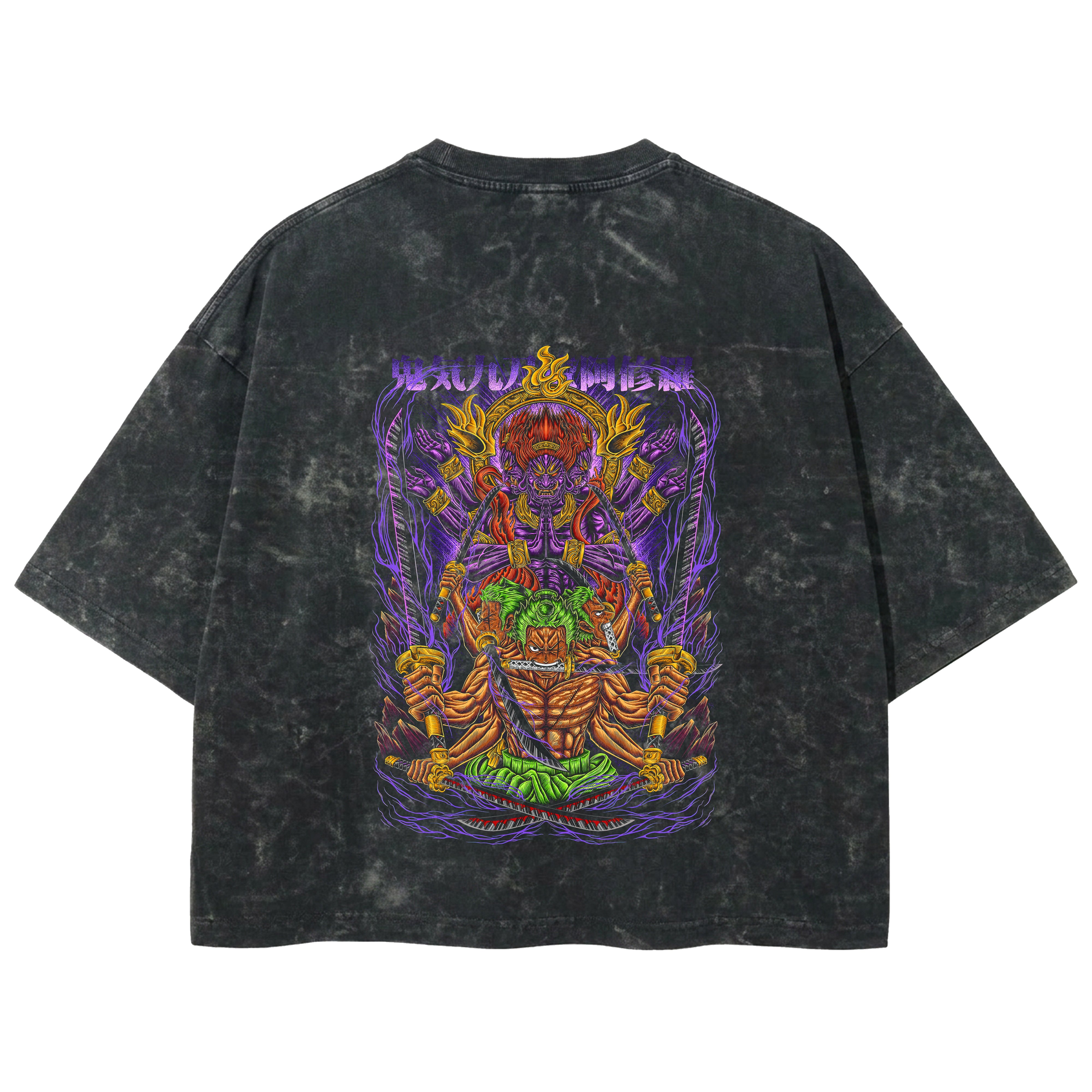 Playera streetwear premium de anime y gaming ExtraLife MX, corte boxy deluxe mineral wash heavyweight en color Acid Wash, moda urbana mexicana de culto.