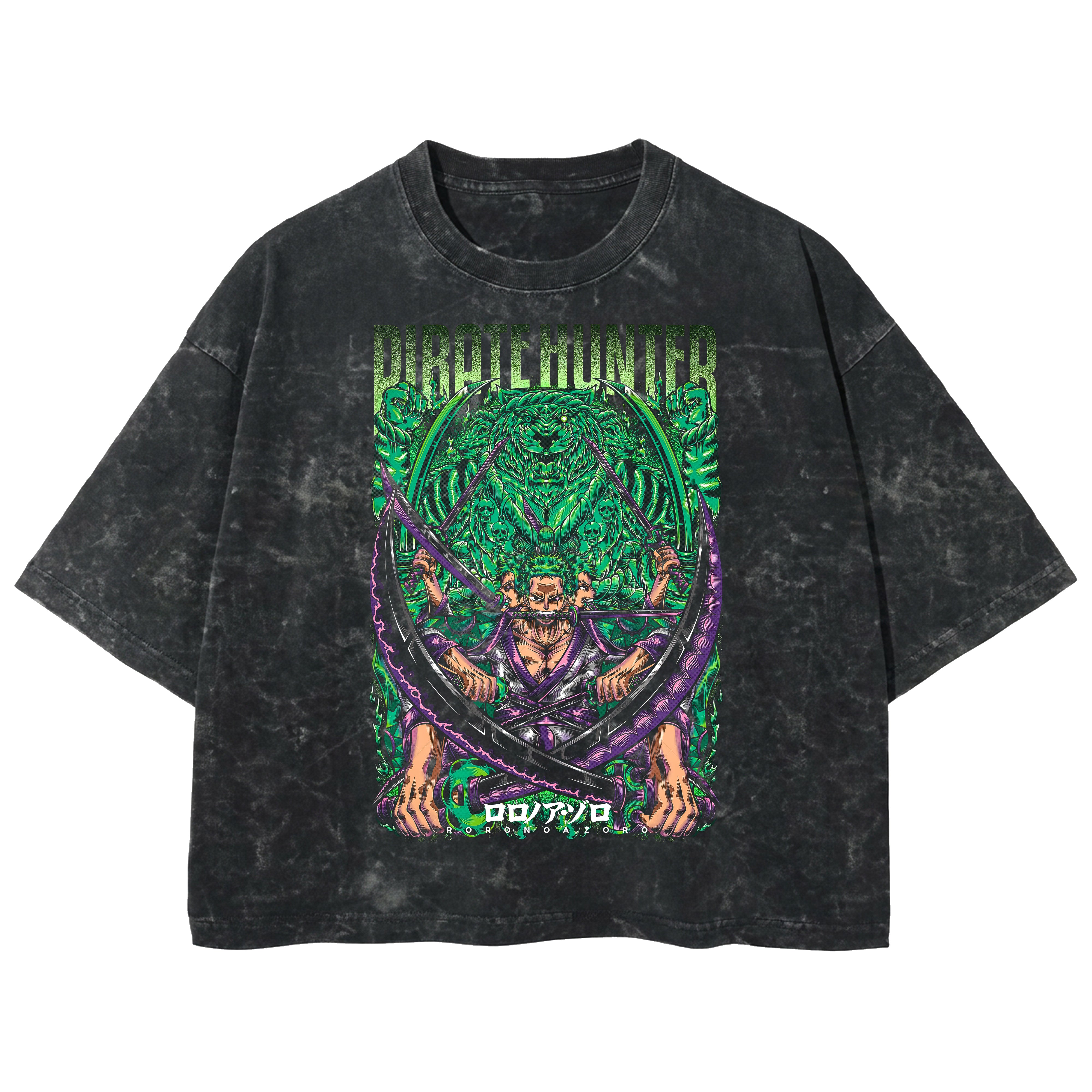 Playera streetwear premium de anime y gaming ExtraLife MX, corte boxy deluxe mineral wash heavyweight en color Acid Wash, moda urbana mexicana de culto.