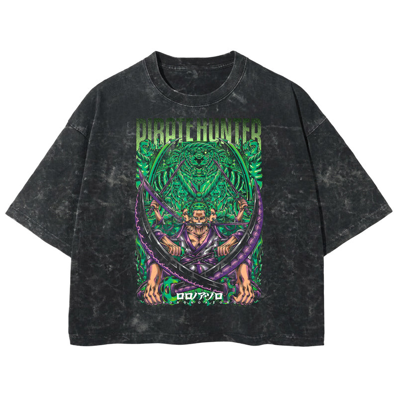 Playera streetwear premium de anime y gaming ExtraLife MX, corte boxy deluxe mineral wash heavyweight en color Acid Wash, moda urbana mexicana de culto.