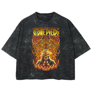 Playera streetwear premium de anime y gaming ExtraLife MX, corte boxy deluxe mineral wash heavyweight en color Acid Wash, moda urbana mexicana de culto.