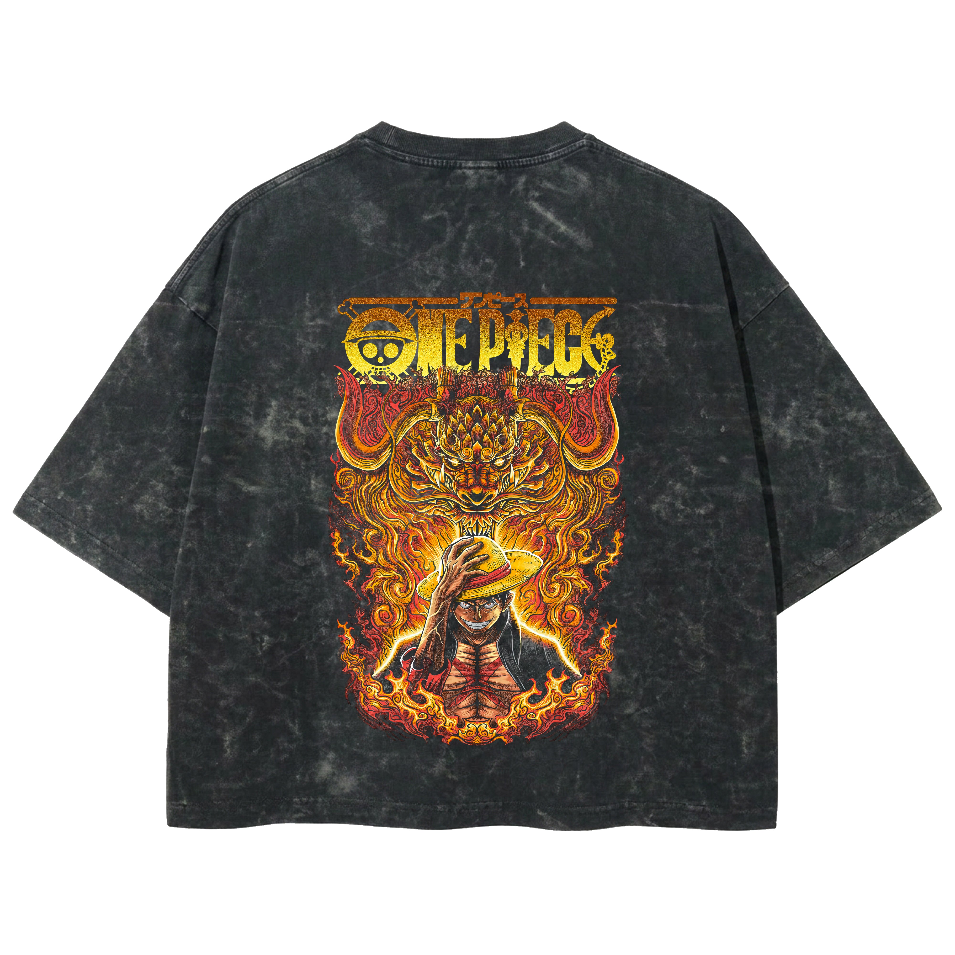 Playera streetwear premium de anime y gaming ExtraLife MX, corte boxy deluxe mineral wash heavyweight en color Acid Wash, moda urbana mexicana de culto.
