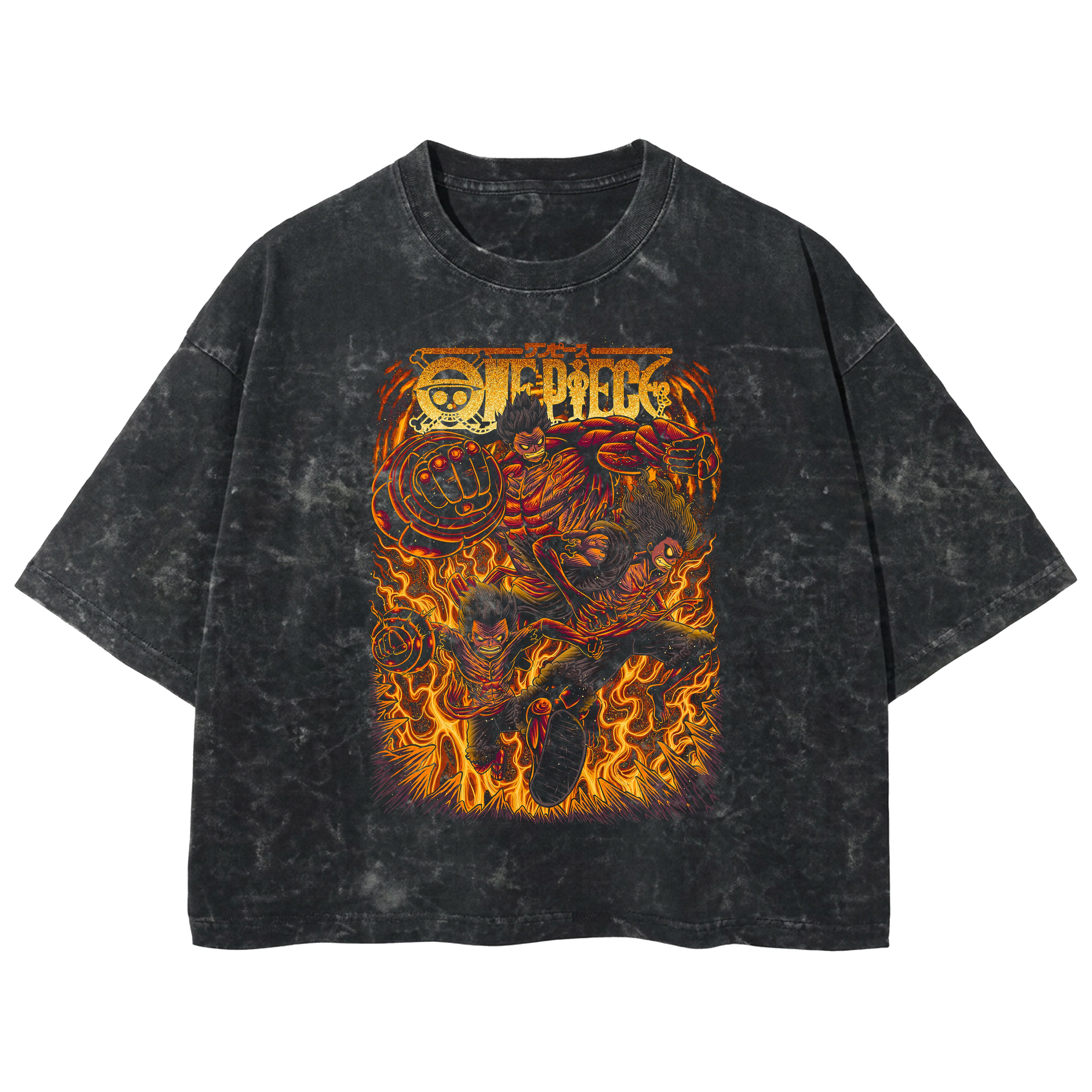 Playera streetwear premium de anime y gaming ExtraLife MX, corte boxy deluxe mineral wash heavyweight en color Acid Wash, moda urbana mexicana de culto.