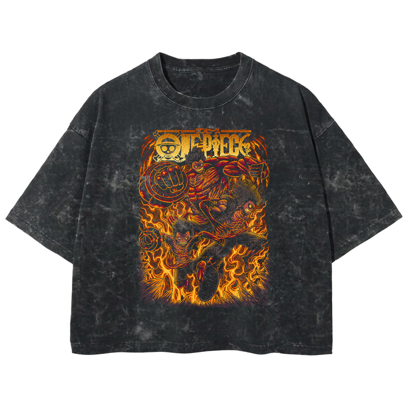 Playera streetwear premium de anime y gaming ExtraLife MX, corte boxy deluxe mineral wash heavyweight en color Acid Wash, moda urbana mexicana de culto.