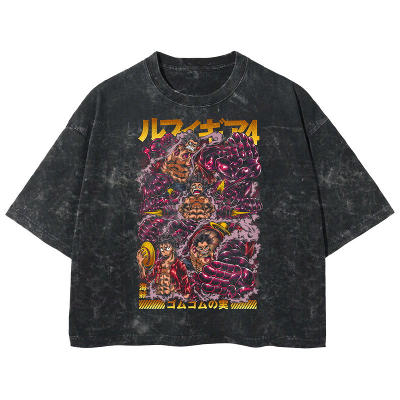 Playera streetwear premium de anime y gaming ExtraLife MX, corte boxy deluxe mineral wash heavyweight en color Acid Wash, moda urbana mexicana de culto.